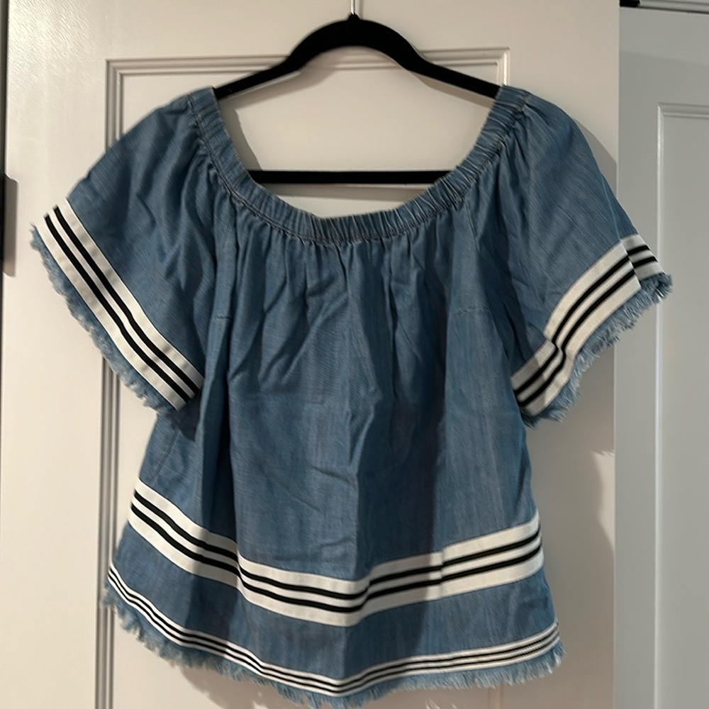Plenty by Tracey Reese chambray off the shoulder top